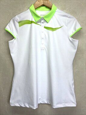 Cutter & Buck Annika Golf Polo Dry Tec White Cap Sleeve UPF 50+ Stretch M #f